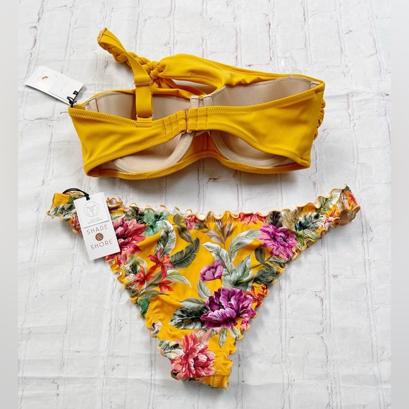 Shade & Shore NWT yellow floral bikini size M & 34C - Picture 5 of 6